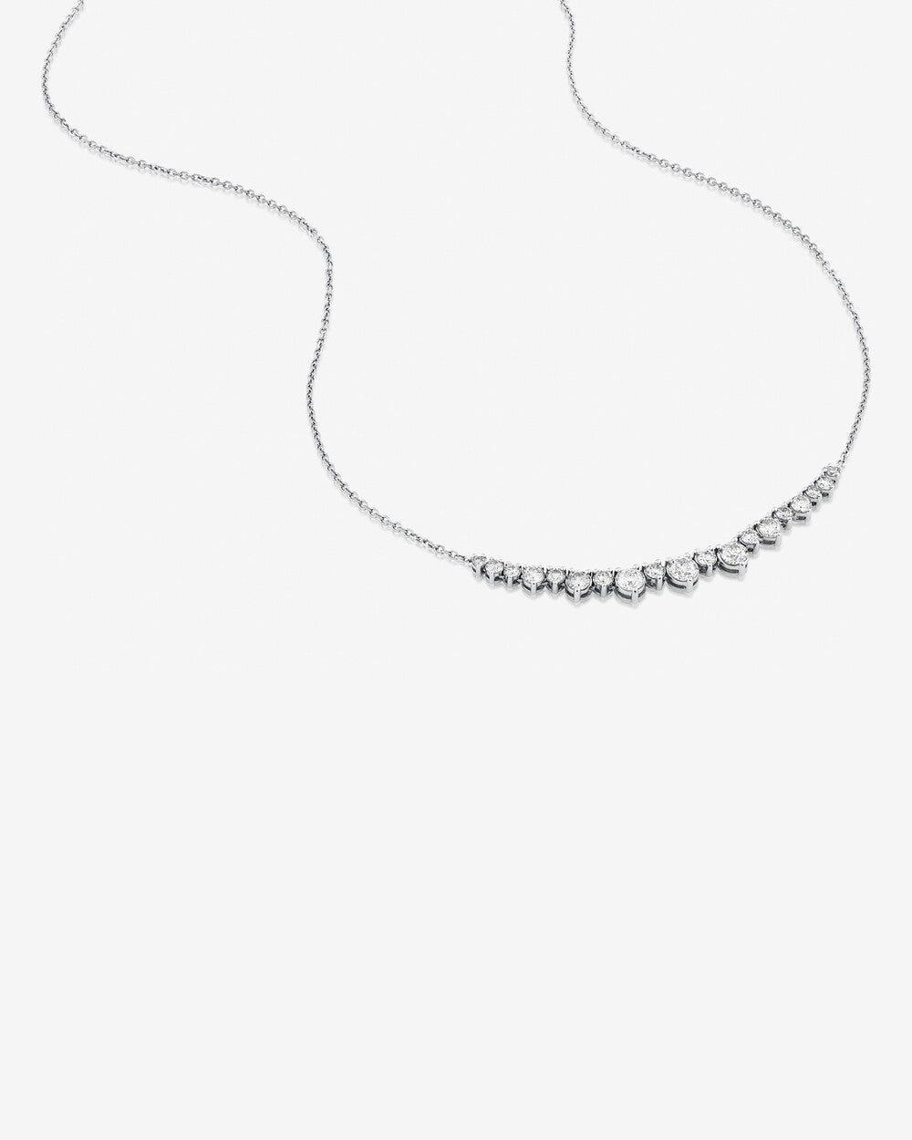 2.00 Carat TW Graduated Diamond Necklace in 14kt White Gold Revat Jewels