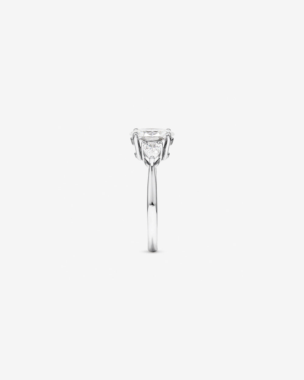 1.65 Carat TW Three Stone Oval and Pear Shaped Laboratory-Grown Diamond Engagement Ring in 14kt White Gold Revat Jewels