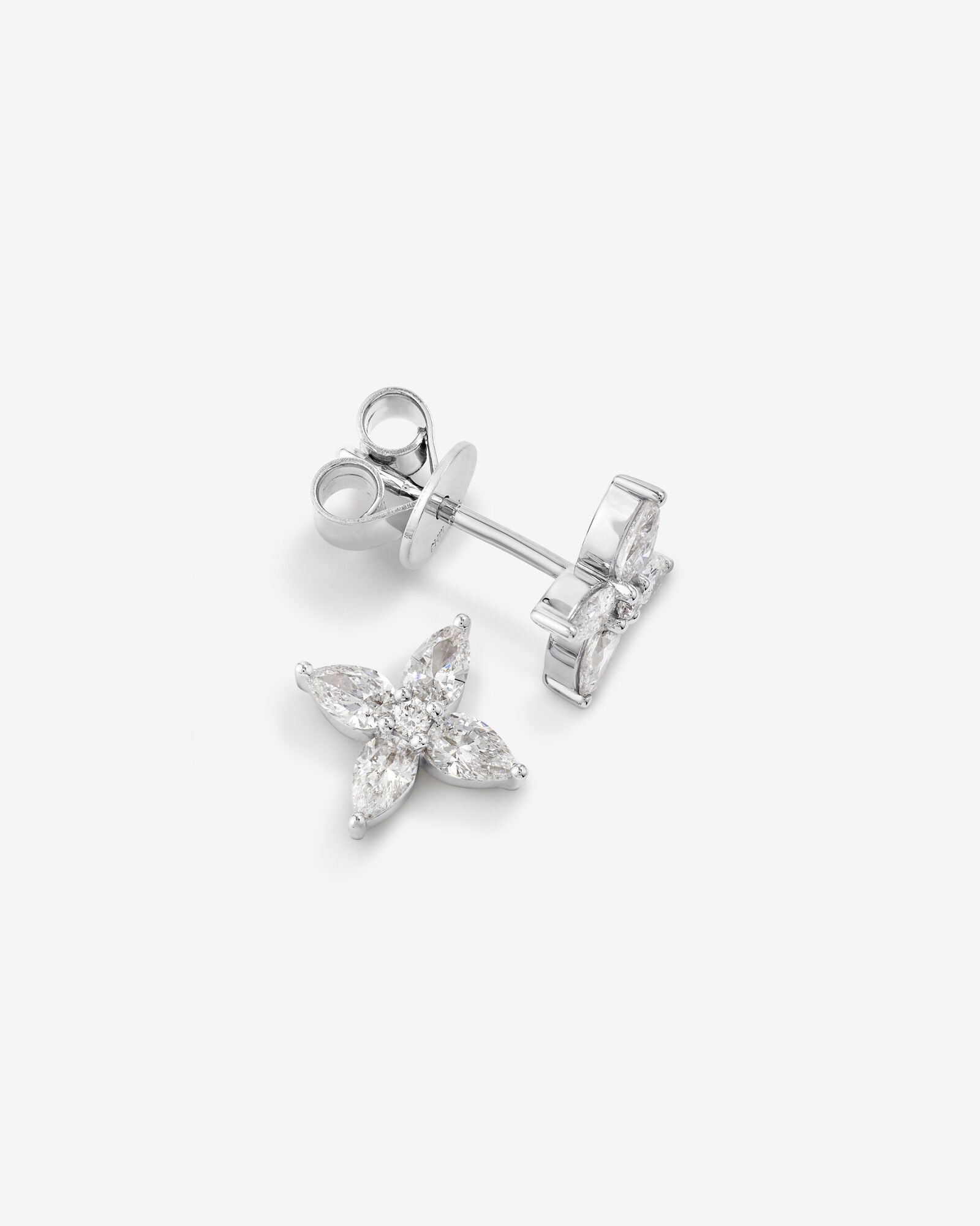 0.62 Carat TW Floret Laboratory-Grown Diamond Stud Earrings in White Gold Revat Jewels