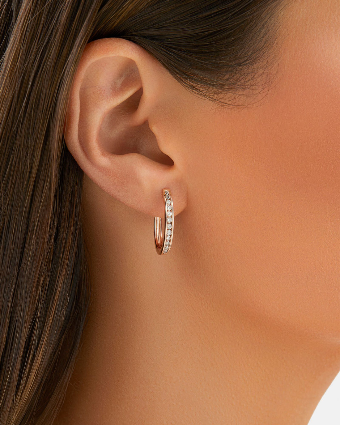 Huggie Earrings with 0.50 Carat TW of Diamonds in Rose Gold