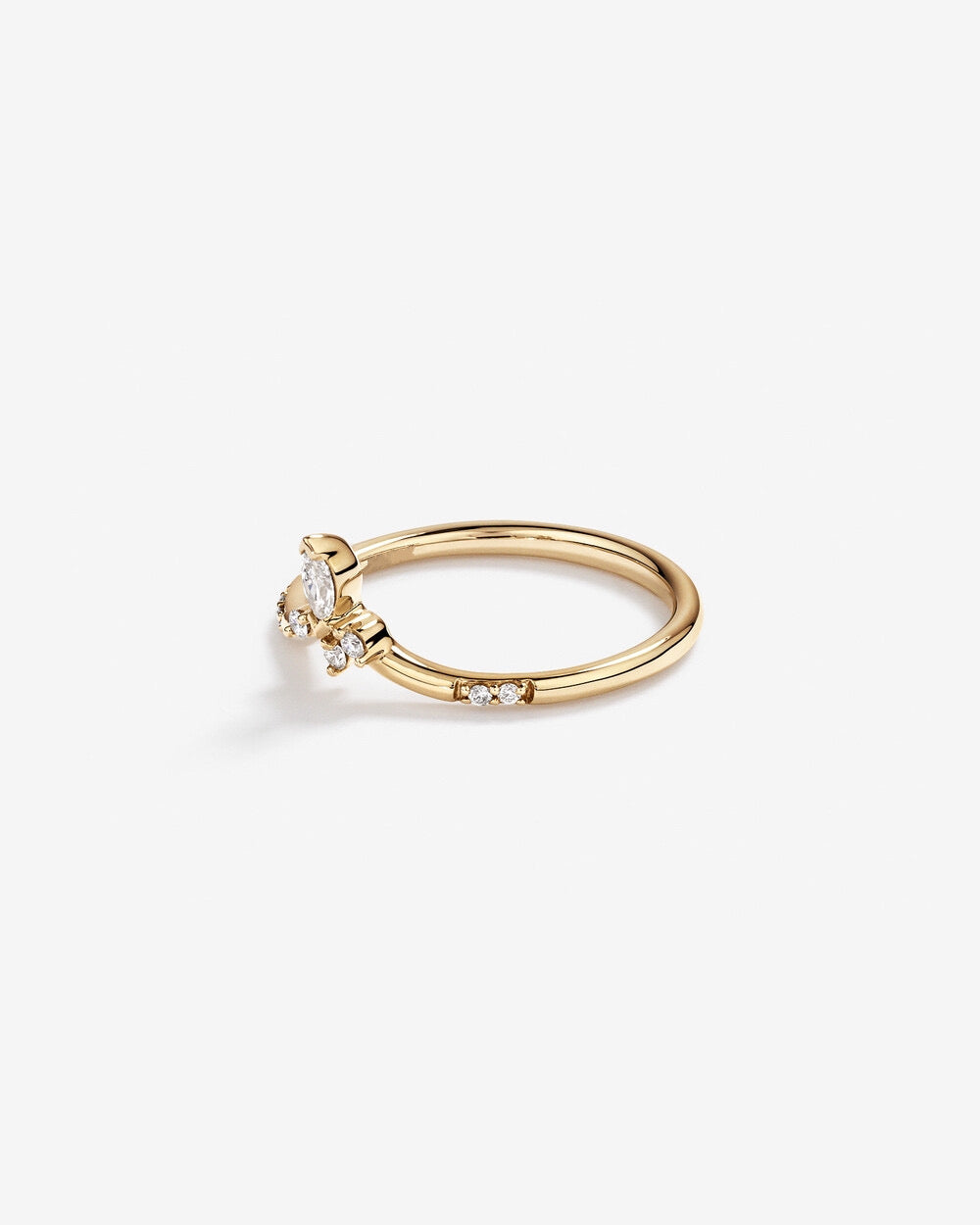 0.14 Carat TW Round Brilliant and Marquise Diamond Contoured Wedding Band in 14kt Yellow Gold Revat Jewels