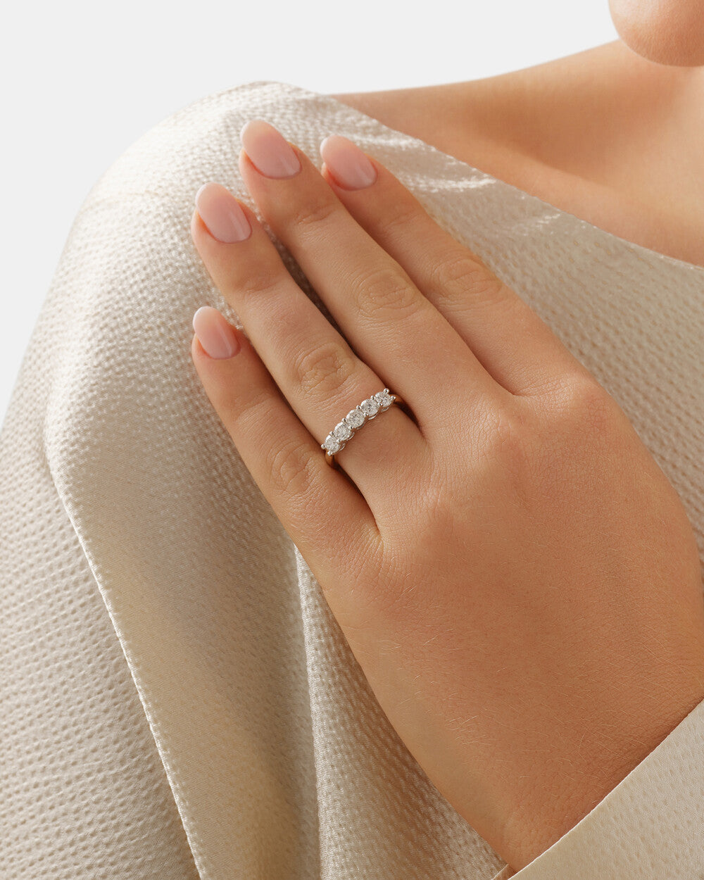 5 Stone Wedding Band with 1 Carat TW of Laboratory-Grown Diamonds Revat Jewels