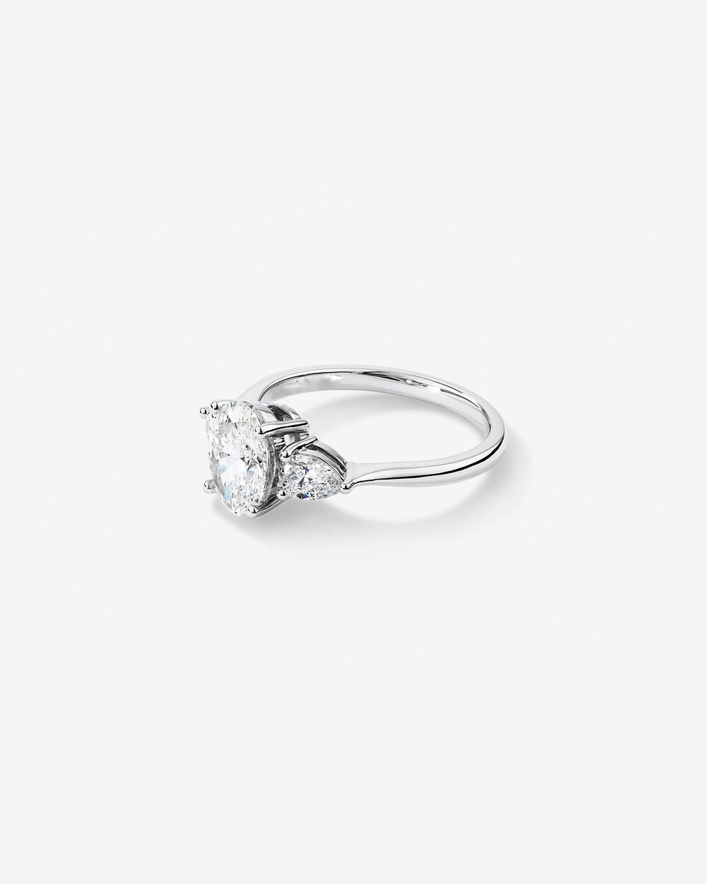 1.65 Carat TW Three Stone Oval and Pear Shaped Laboratory-Grown Diamond Engagement Ring in 14kt White Gold Revat Jewels