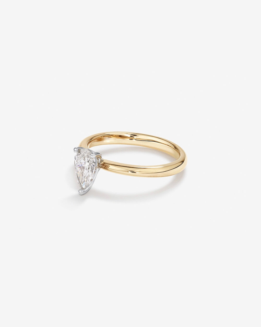 0.70 Carat TW Pear Cut Diamond Solitaire Engagement Ring in 14kt Yellow and White Gold Revat Jewels