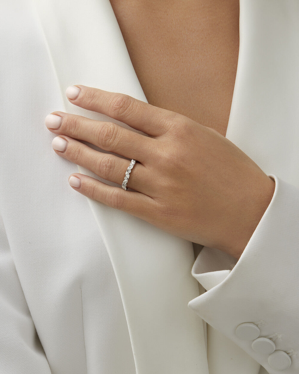 Wedding Ring with 0.56 Carat TW Diamonds in 14kt White Gold Revat Jewels