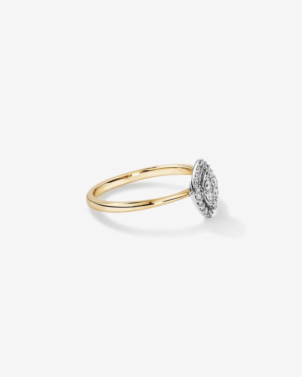 0.15 Carat TW Marquise Cluster Diamond Promise Ring in 14kt Yellow and White Gold Revat Jewels