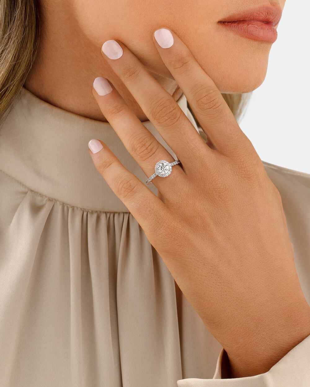 Engagement Ring with 1.38 Carat TW of Diamonds in 14kt White Gold Revat Jewels