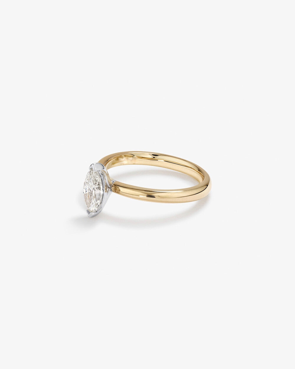 0.70 Carat TW Certified Marquise Cut Diamond Solitaire Engagement Ring in 14kt Yellow and White Gold