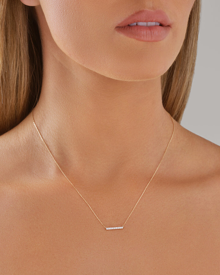 Bar Necklace with 0.10 Carat TW of Laboratory-Grown Diamonds in 14kt Yellow Gold