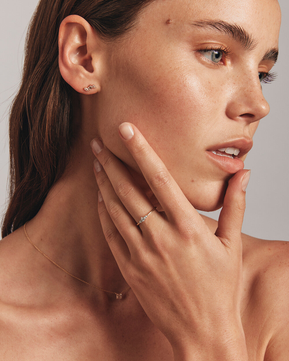 0.15 Carat TW Three Stone Pear Cut Diamond Promise Ring in 14kt Yellow and White Gold Revat Jewels