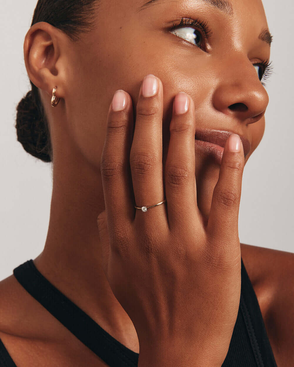 0.10 Carat TW Round Brilliant Cut Diamond Solitaire Promise Ring in 14kt Yellow and White Gold Revat Jewels