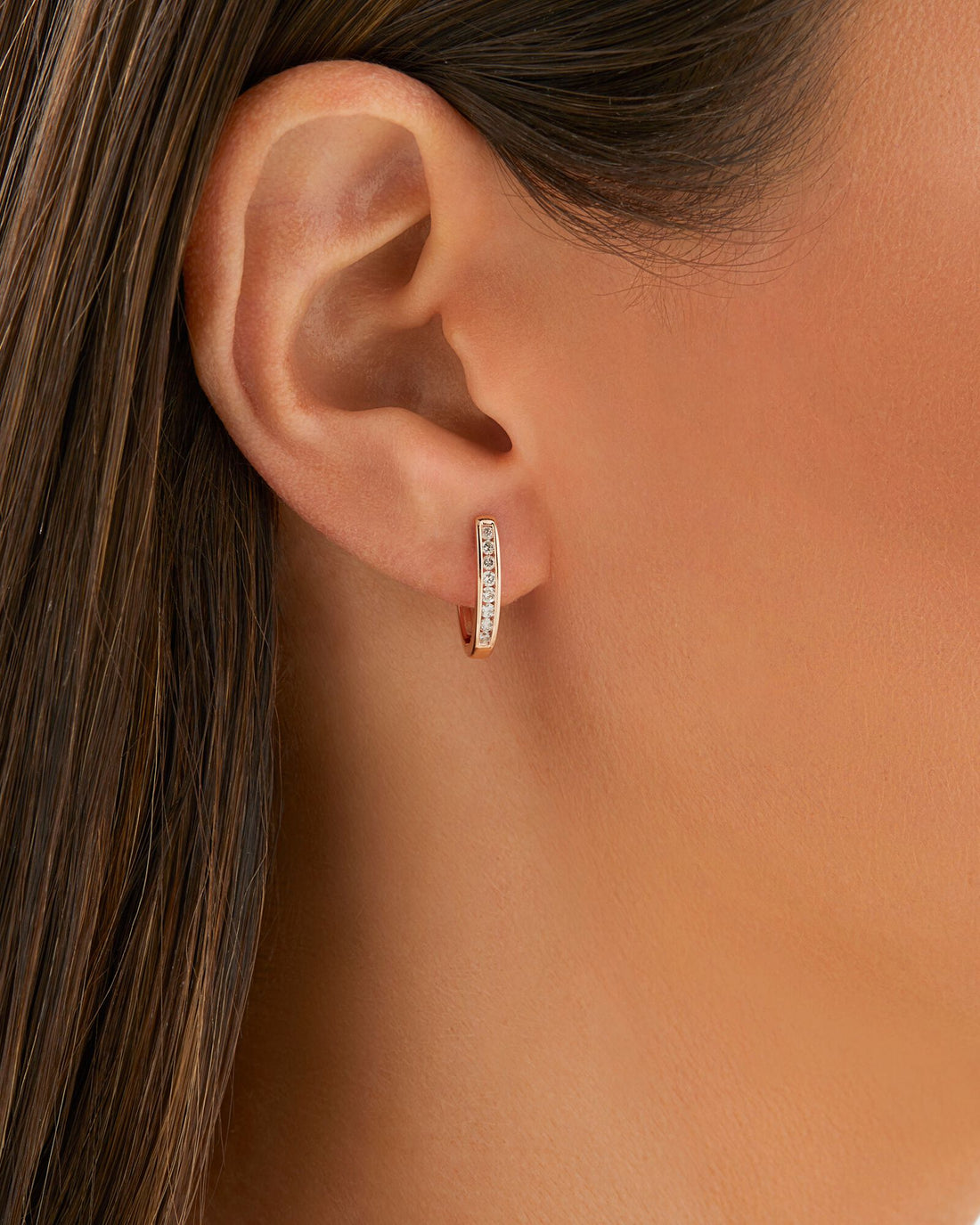 Huggie Earrings with 0.25 Carat TW of Diamonds in Rose Gold