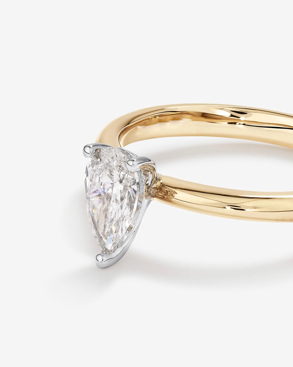 0.70 Carat TW Pear Cut Diamond Solitaire Engagement Ring in 14kt Yellow and White Gold Revat Jewels