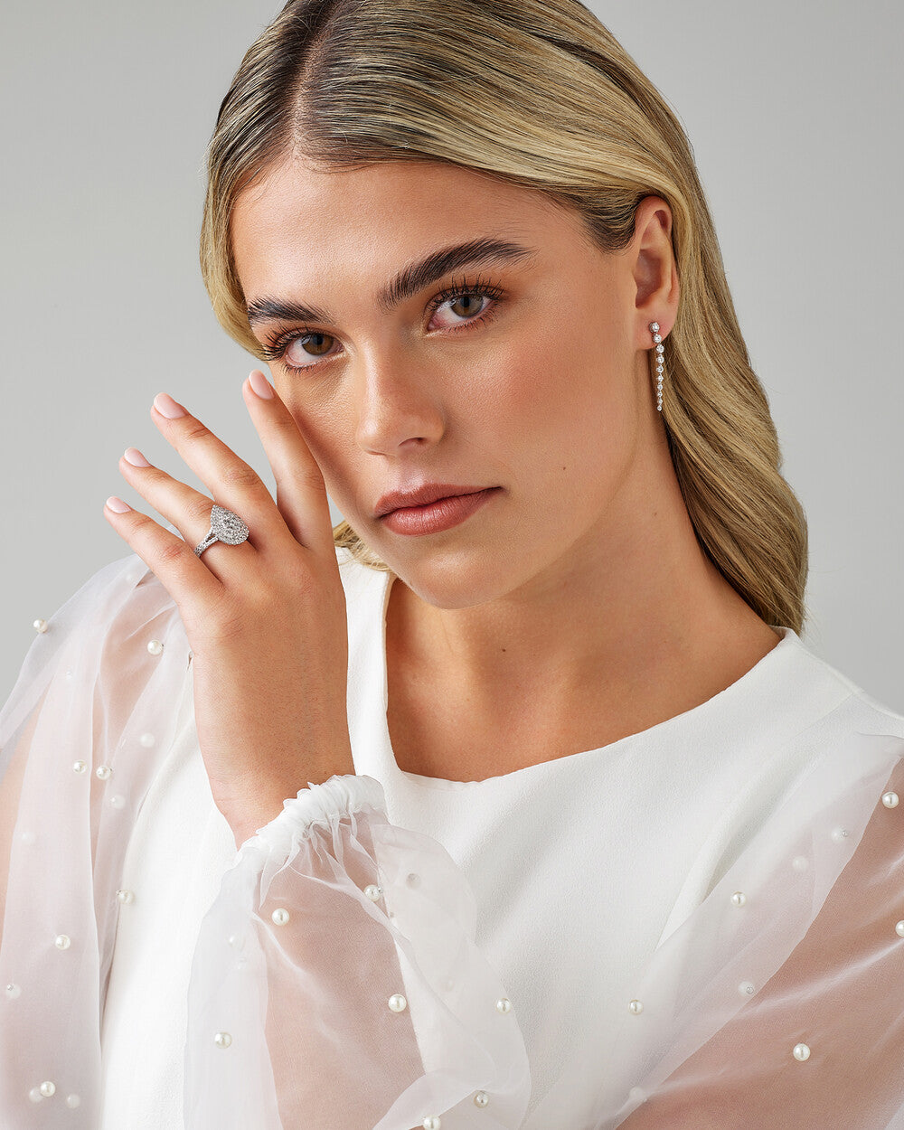 1.30 Carat TW Pear Cluster Halo Diamond Ring in 14kt White Gold Revat Jewels