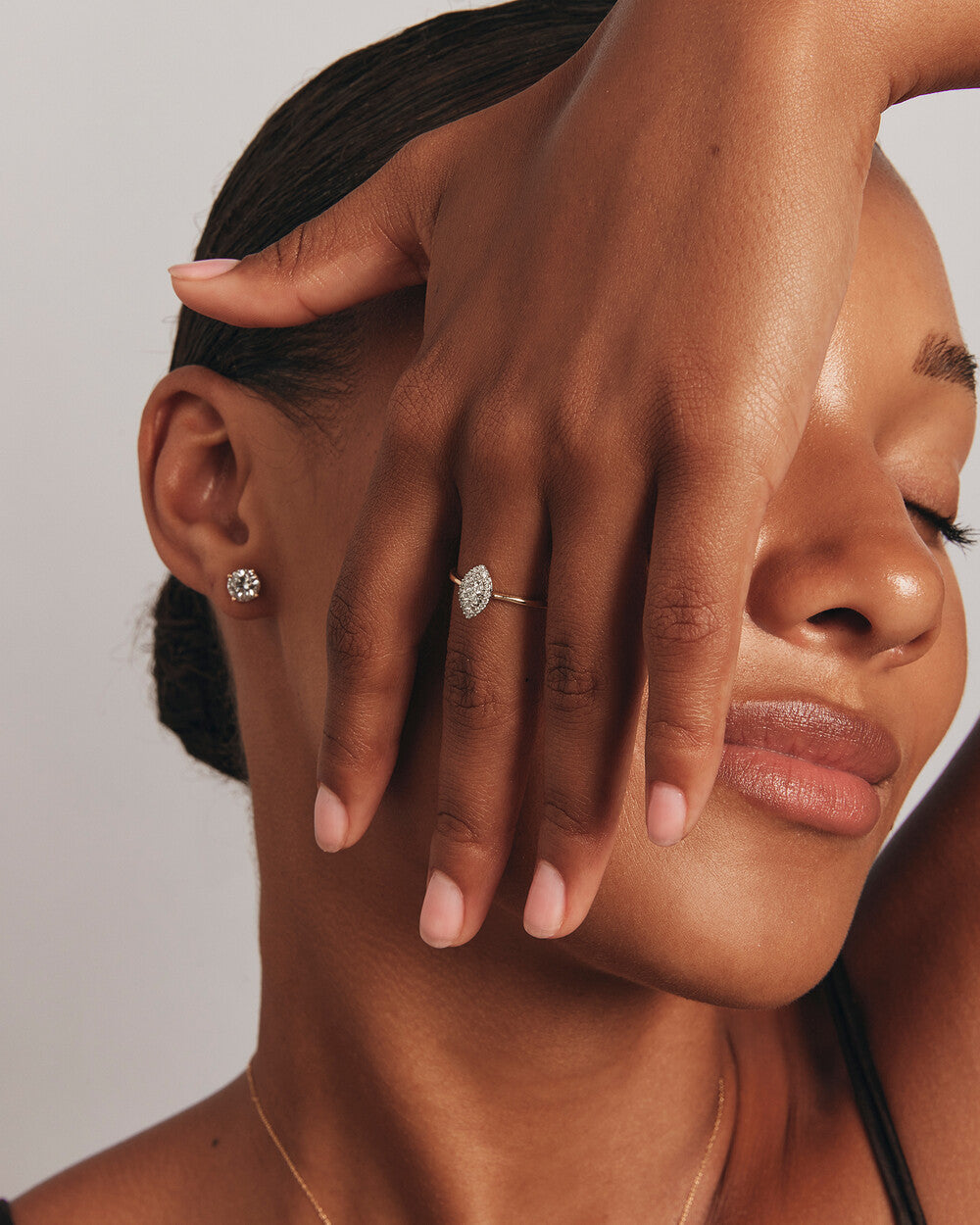 0.15 Carat TW Marquise Cluster Diamond Promise Ring in 14kt Yellow and White Gold Revat Jewels