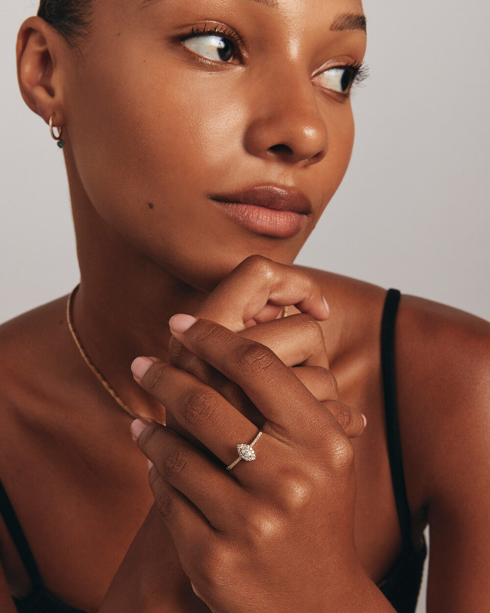 0.20 Carat TW Marquise Cut Diamond Halo Promise Ring in 14kt Yellow Gold Revat Jewels