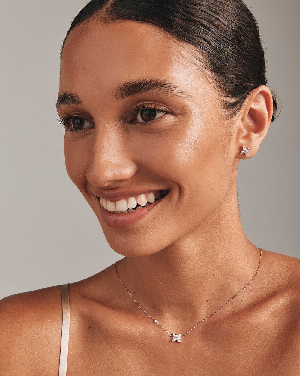 0.62 Carat TW Floret Laboratory-Grown Diamond Stud Earrings in White Gold Revat Jewels