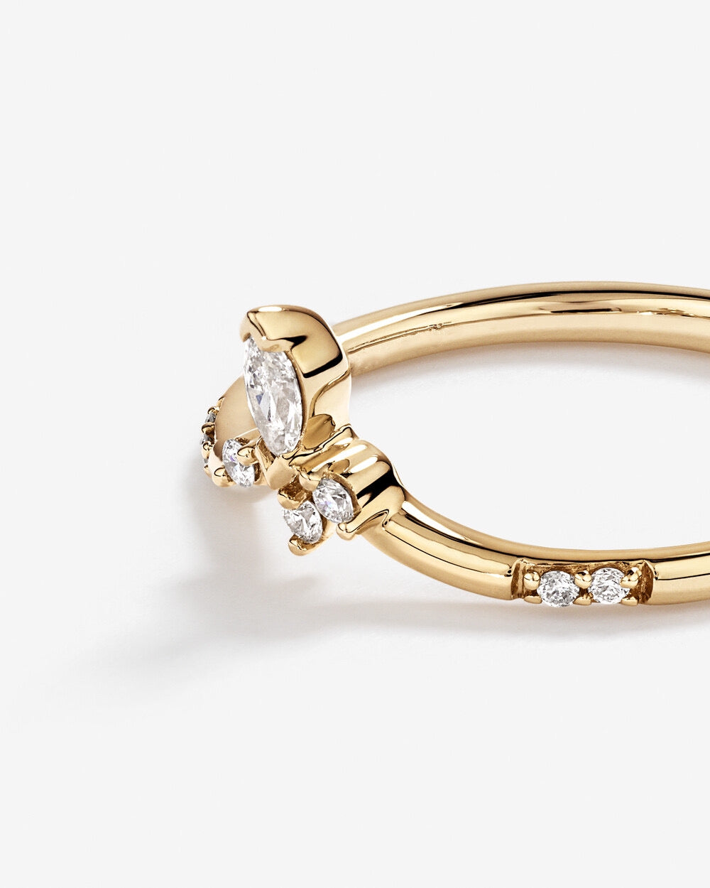 0.14 Carat TW Round Brilliant and Marquise Diamond Contoured Wedding Band in 14kt Yellow Gold Revat Jewels