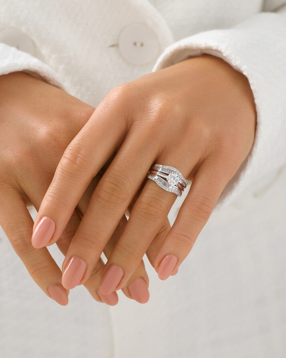 Enhancer Ring with 3/4 Carat TW of Diamonds in 14kt White Gold Revat Jewels