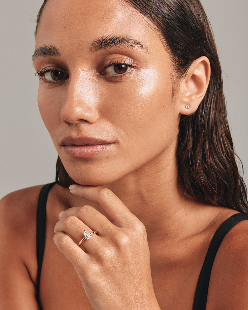 0.70 Carat TW Pear Cut Diamond Solitaire Engagement Ring in 14kt Yellow and White Gold Revat Jewels