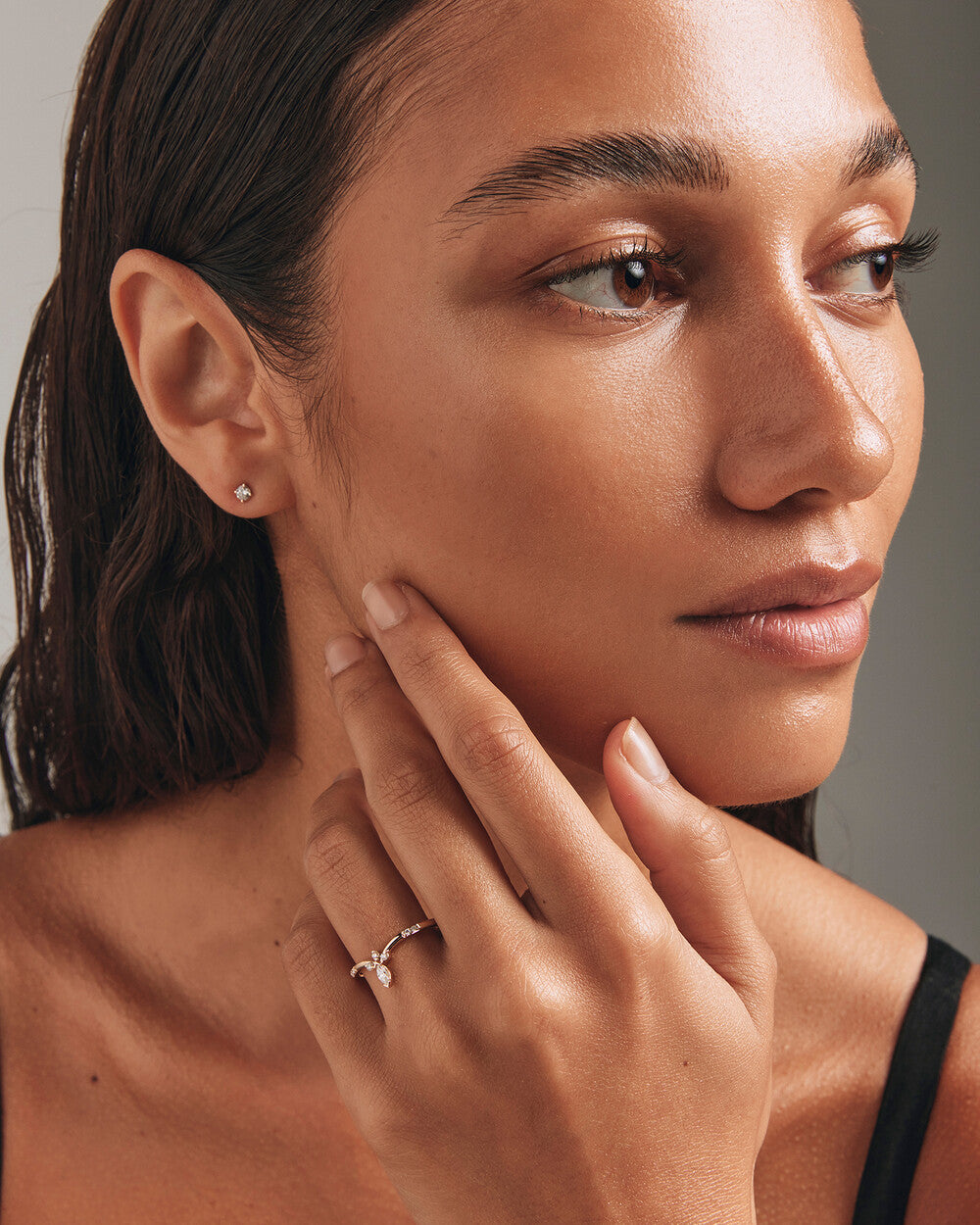 0.14 Carat TW Round Brilliant and Marquise Diamond Contoured Wedding Band in 14kt Yellow Gold Revat Jewels