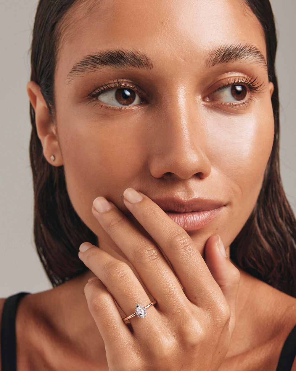 0.31 Carat TW Pear Cut Diamond Halo Engagement Ring in 14kt Yellow and White Gold Revat Jewels