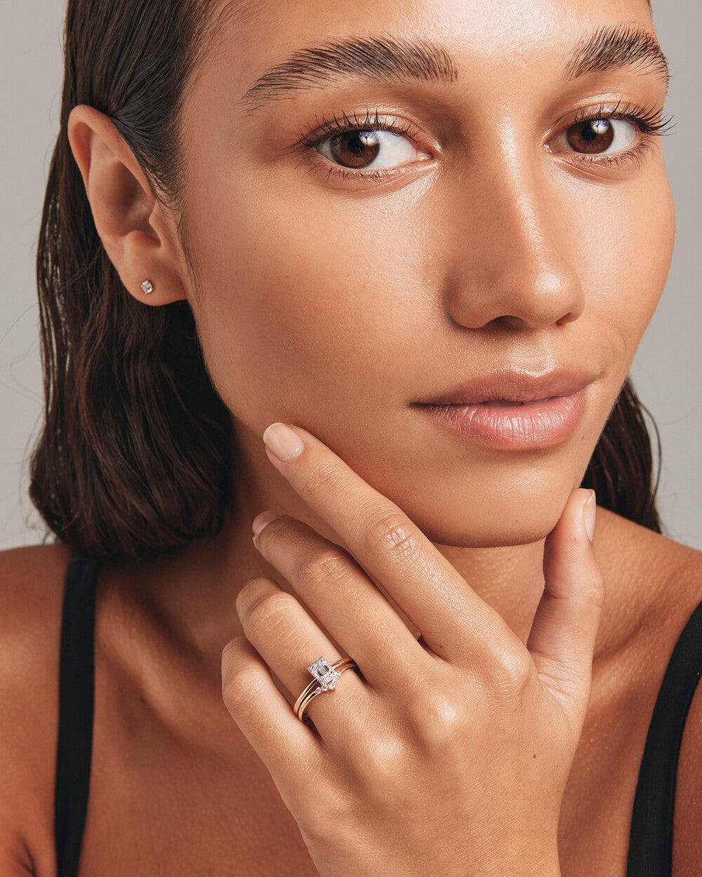 0.31 Carat TW Emerald Cut Diamond Halo Engagement Ring in 14kt Yellow and White Gold Revat Jewels